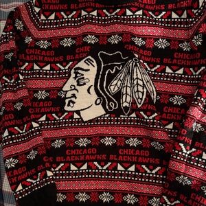 NHL Red Black White Patterned Knit Pullover